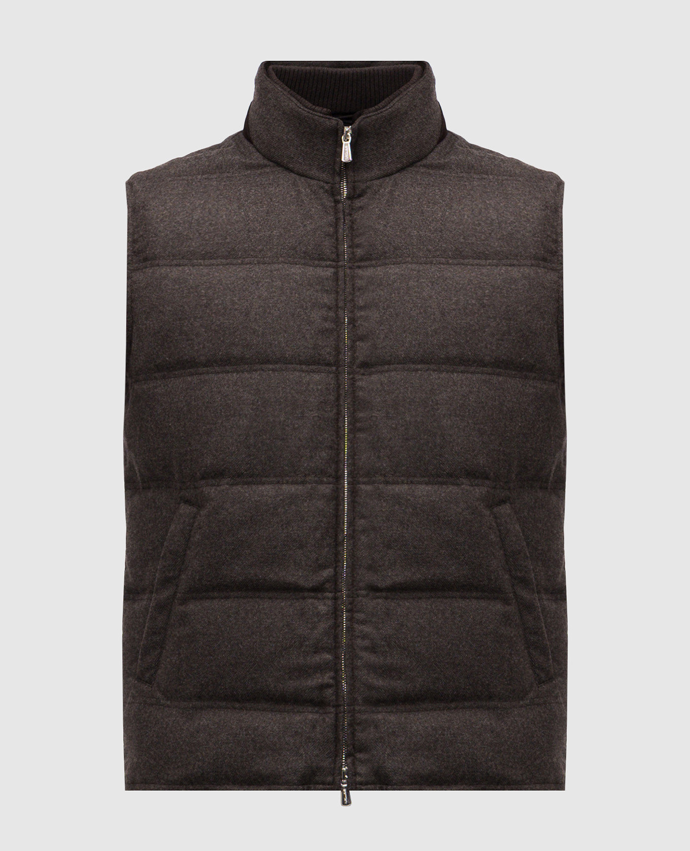 

Brown wool and cashmere down vest Enrico Mandelli