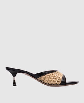 Paris Texas Black combination mules with weaving PX1620XSWVT