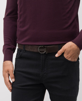 Stefano Ricci Brown suede belt with logo N381SDC554U