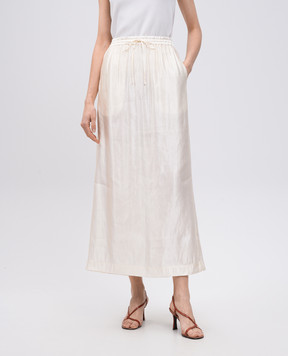 Lou Lou Studio LIAM beige linen and silk midi skirt LIAM