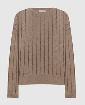 Brunello Cucinelli Beige cashmere sweater with sequins M12215100P