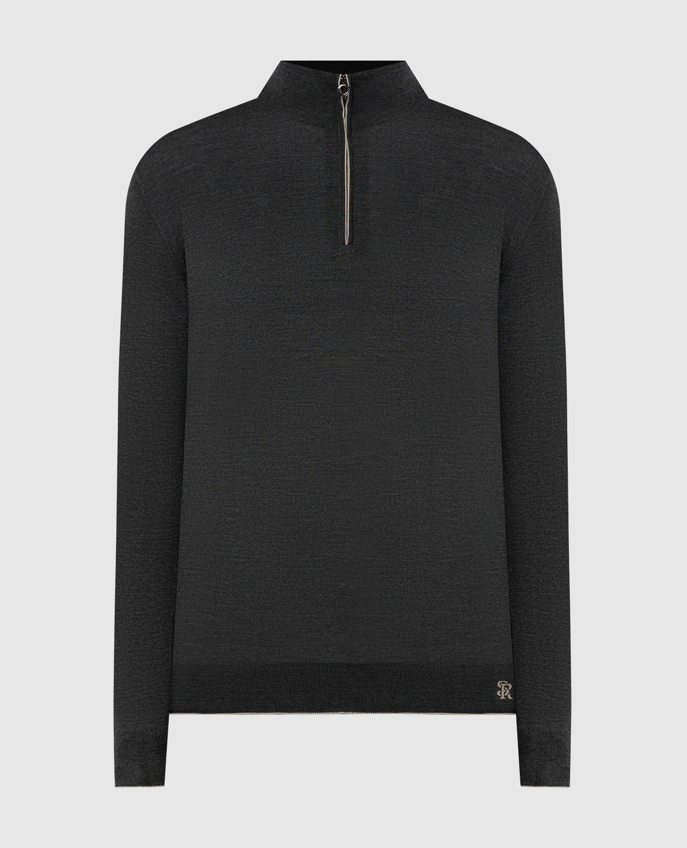 

Gray melange wool, silk and cashmere jumper with logo monogram pattern Stefano Ricci, Grey