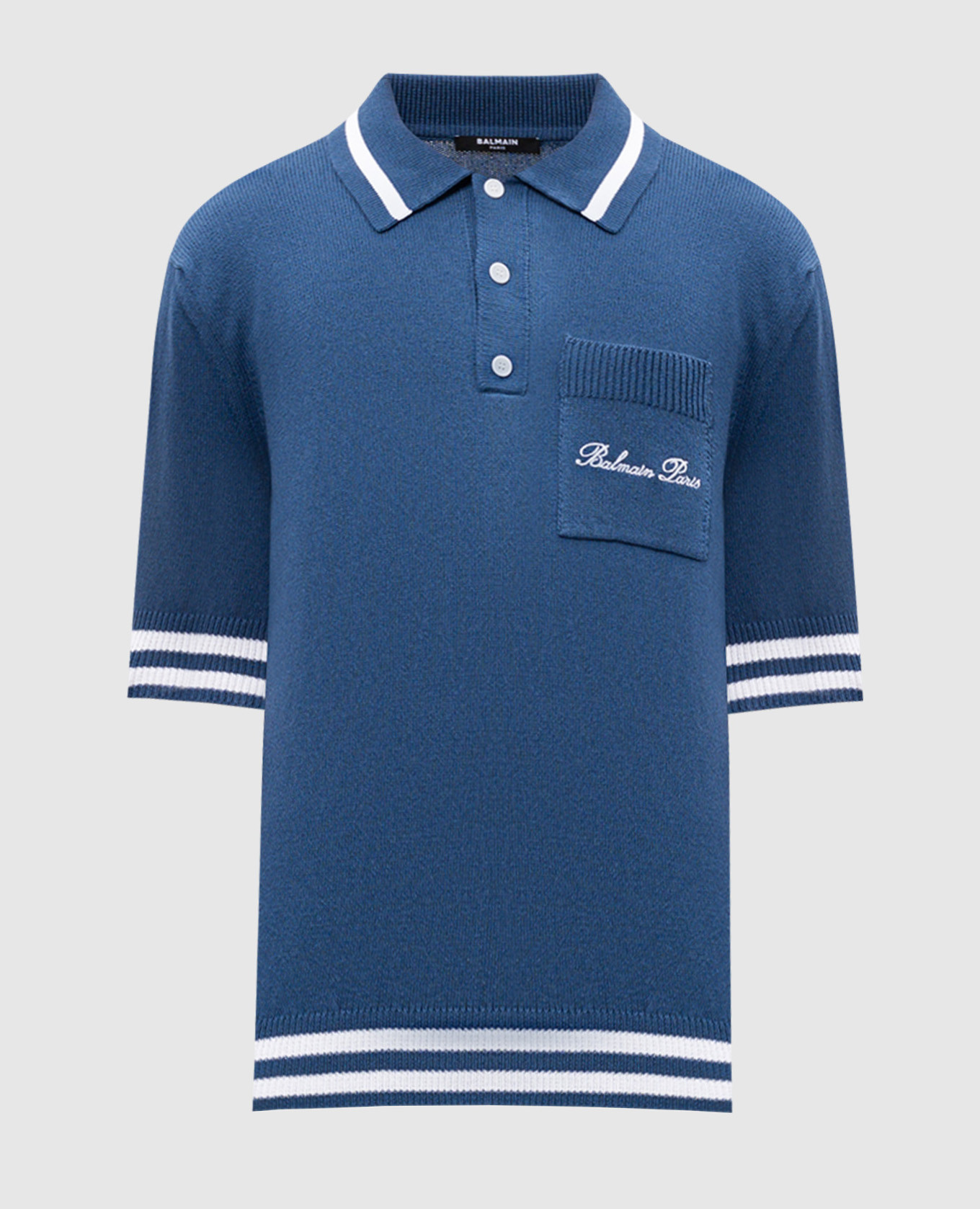 Blue polo shirt with logo embroidery Balmain
