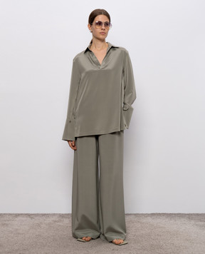 Max Mara DOVER green silk blouse with slits DOVER