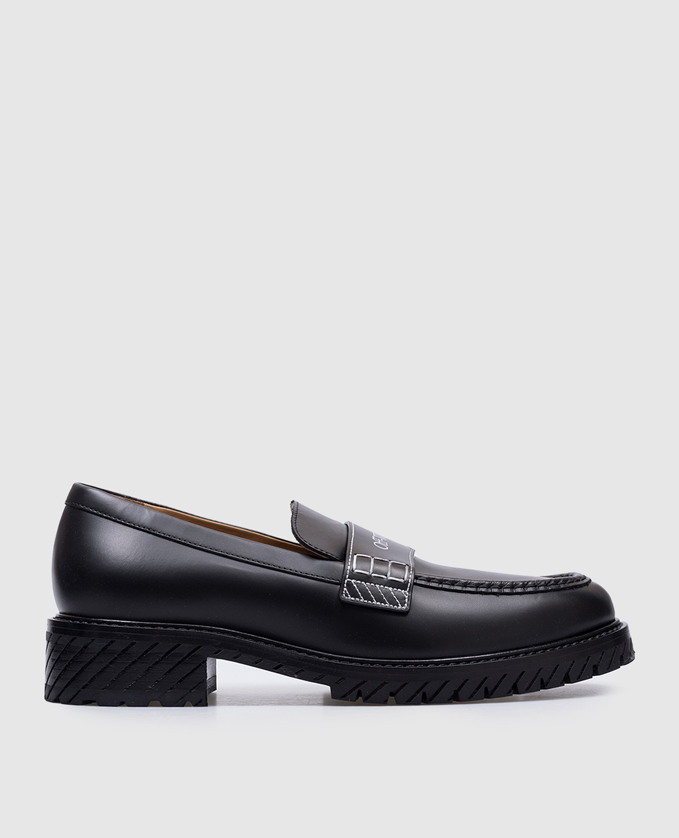 Combat black leather loafers off-white