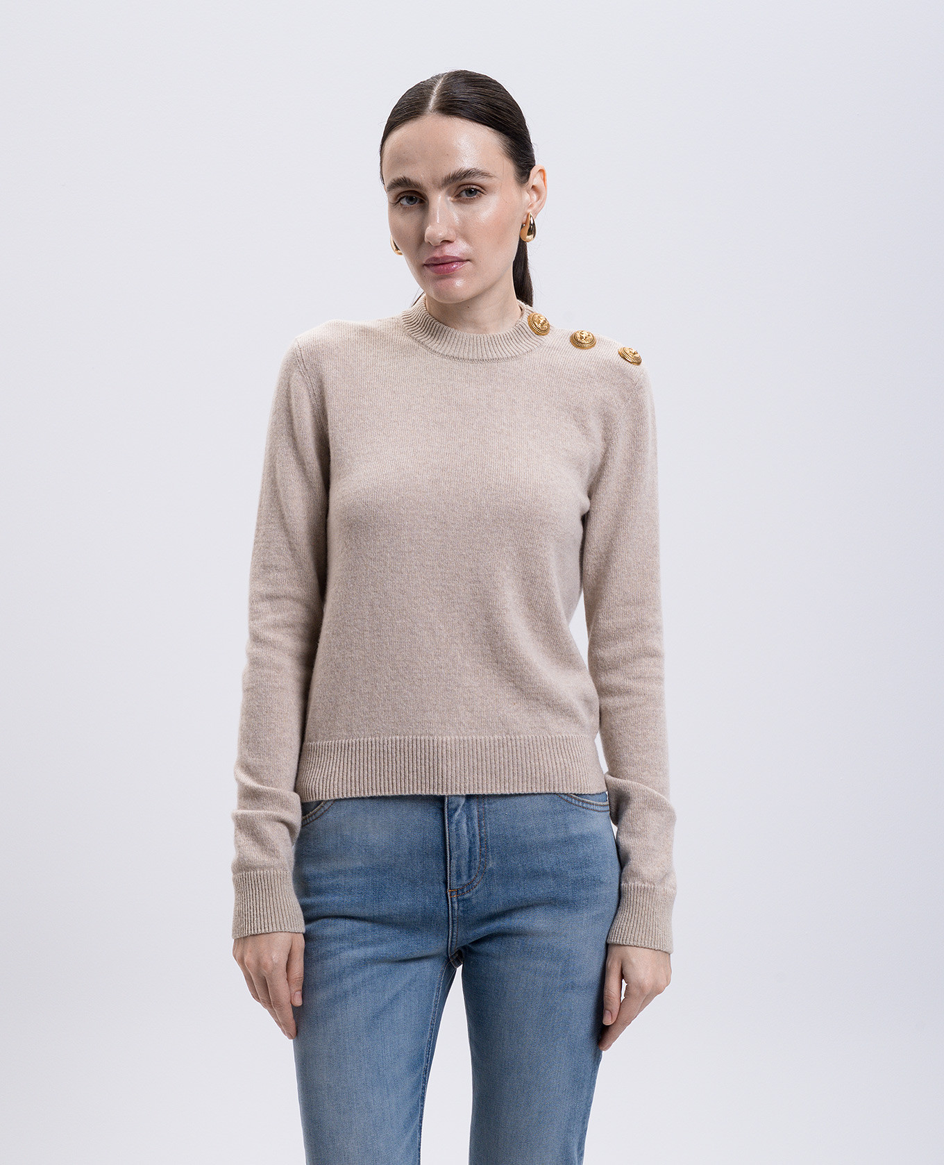 Beige wool and cashmere sweater Balmain 3