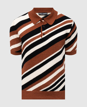 Dolce&Gabbana Brown striped polo shirt GXZ64TJFMMS