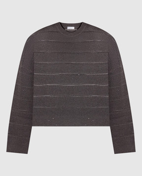 Brunello Cucinelli Dazzling grey cashmere and wool sequin sweater MBM738200