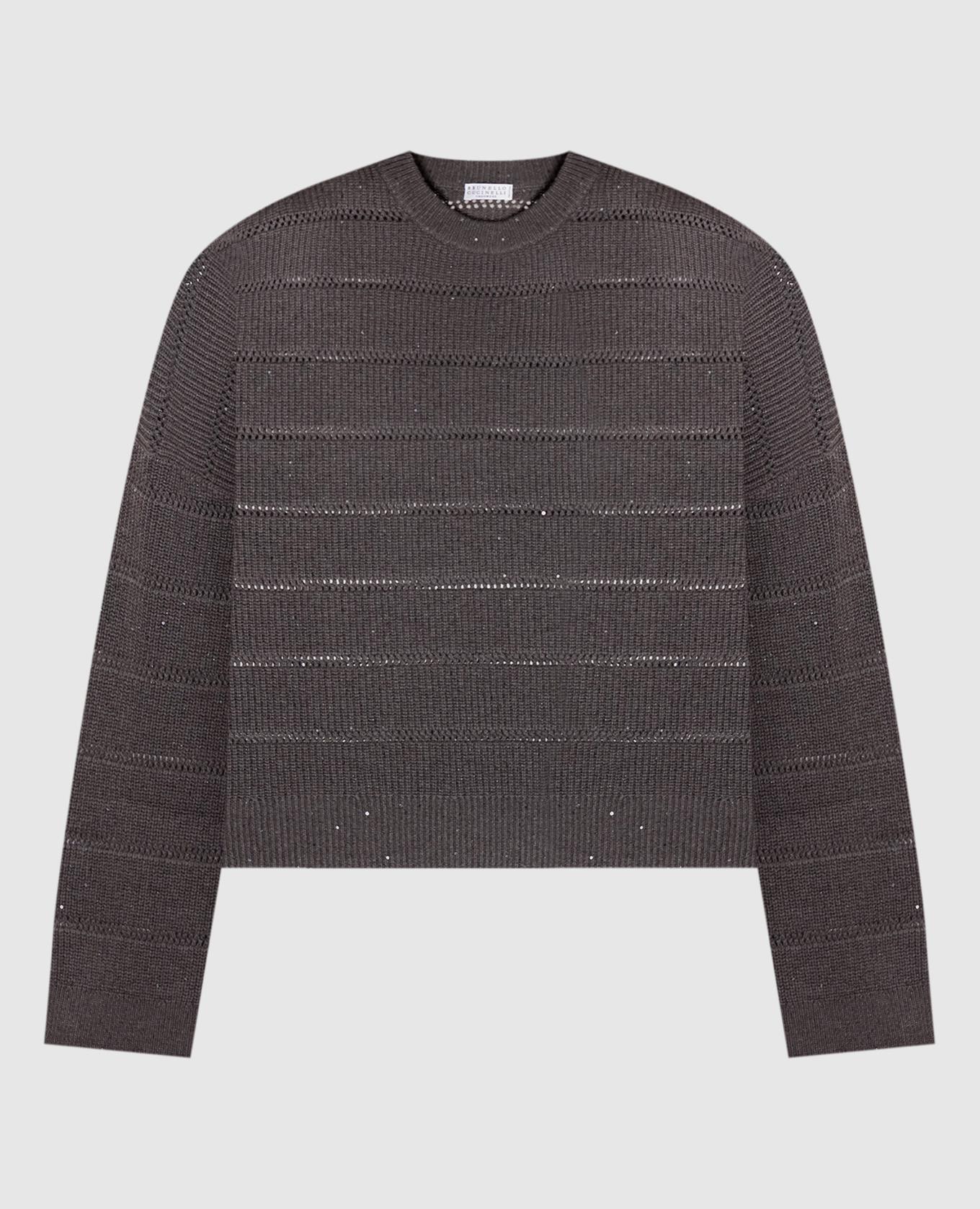 Dazzling grey cashmere and wool sequin sweater Brunello Cucinelli