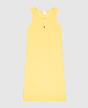 Givenchy Children's yellow ribbed dress with emblem H30777612