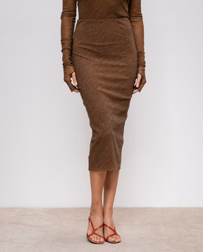 Philosophy di Lorenzo Serafini Brown midi skirt A01155738