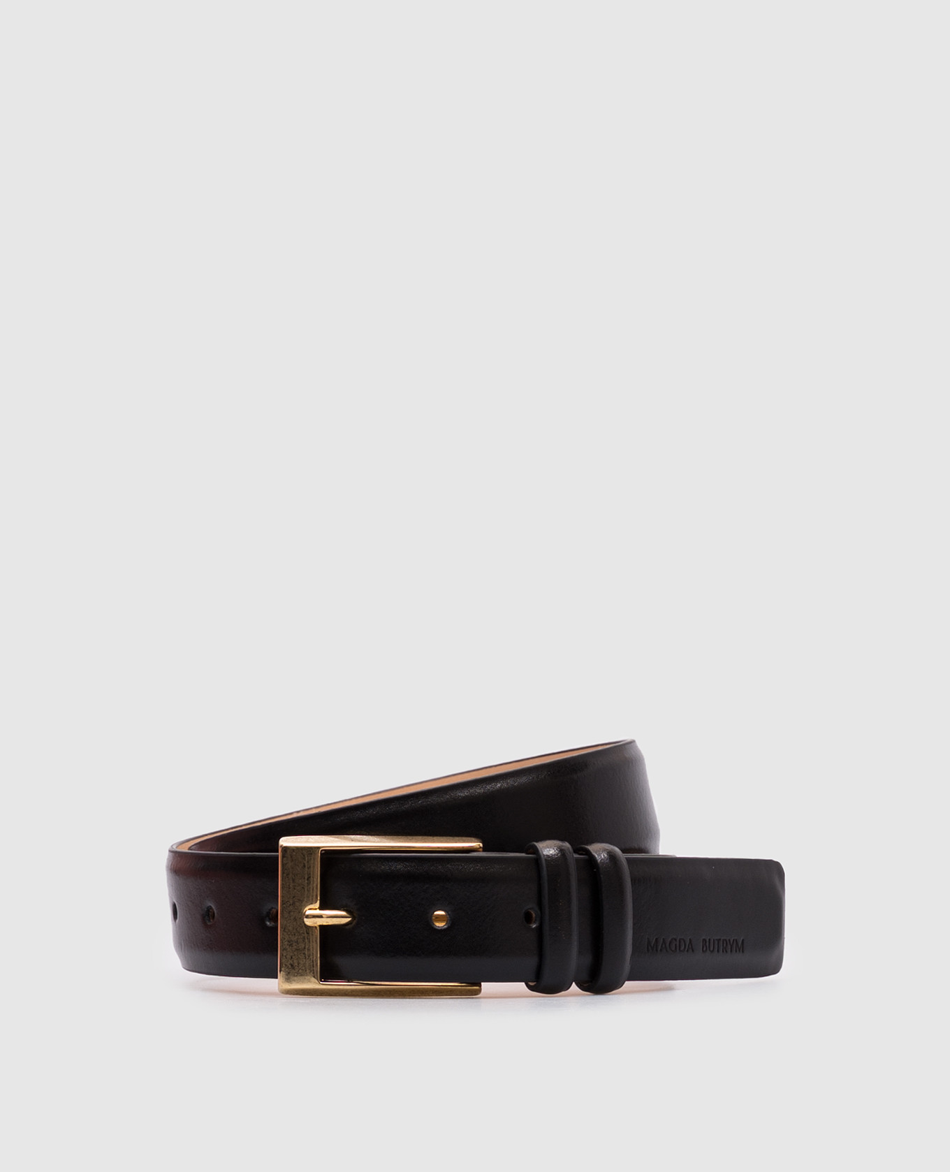 

Black leather belt with embossed logo Magda Butrym