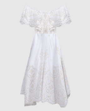 Charo Ruiz Sheen white midi dress with embroidery 244623