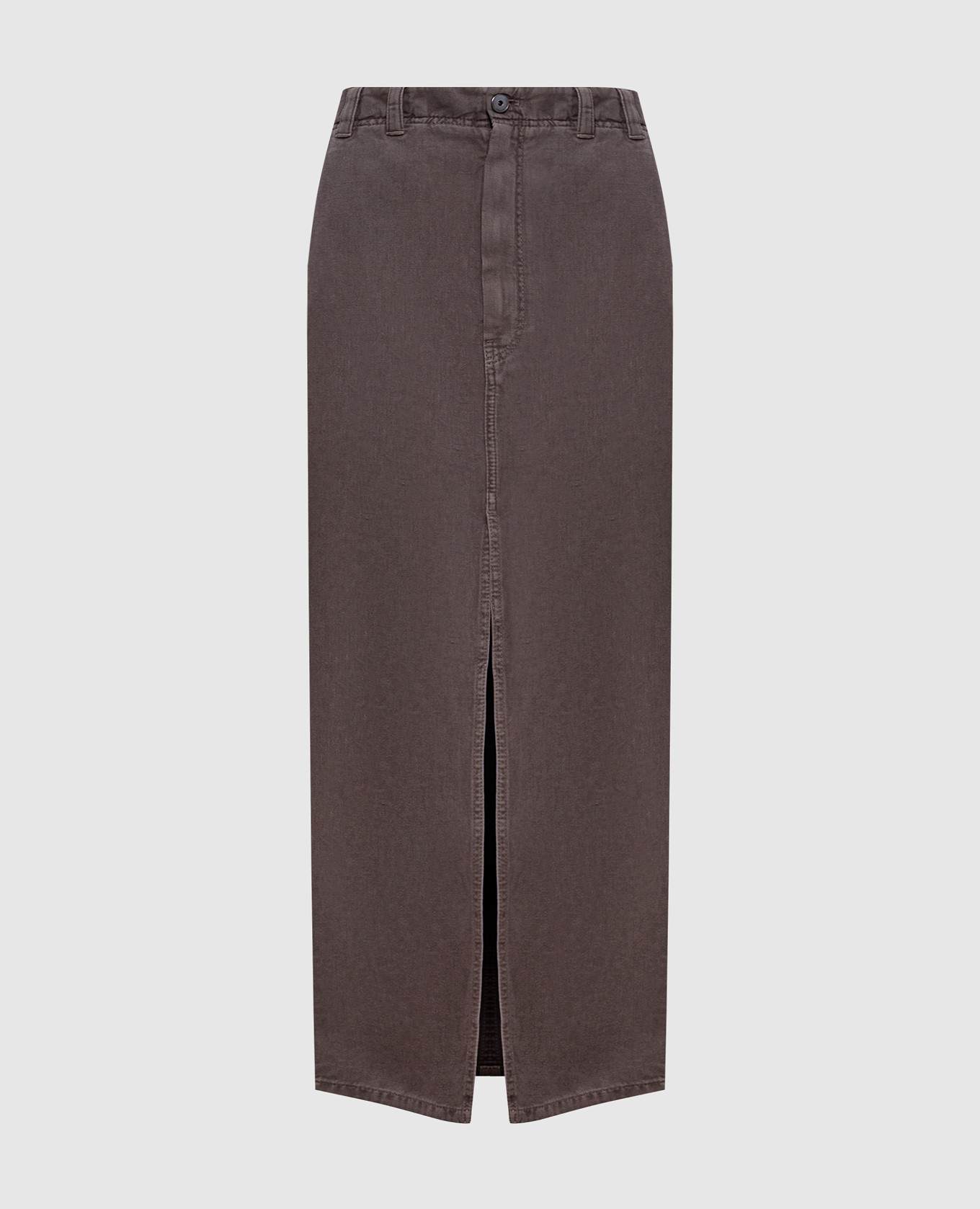 

Grey Chino Denim Skirt with Leather Logo Patch Brunello Cucinelli