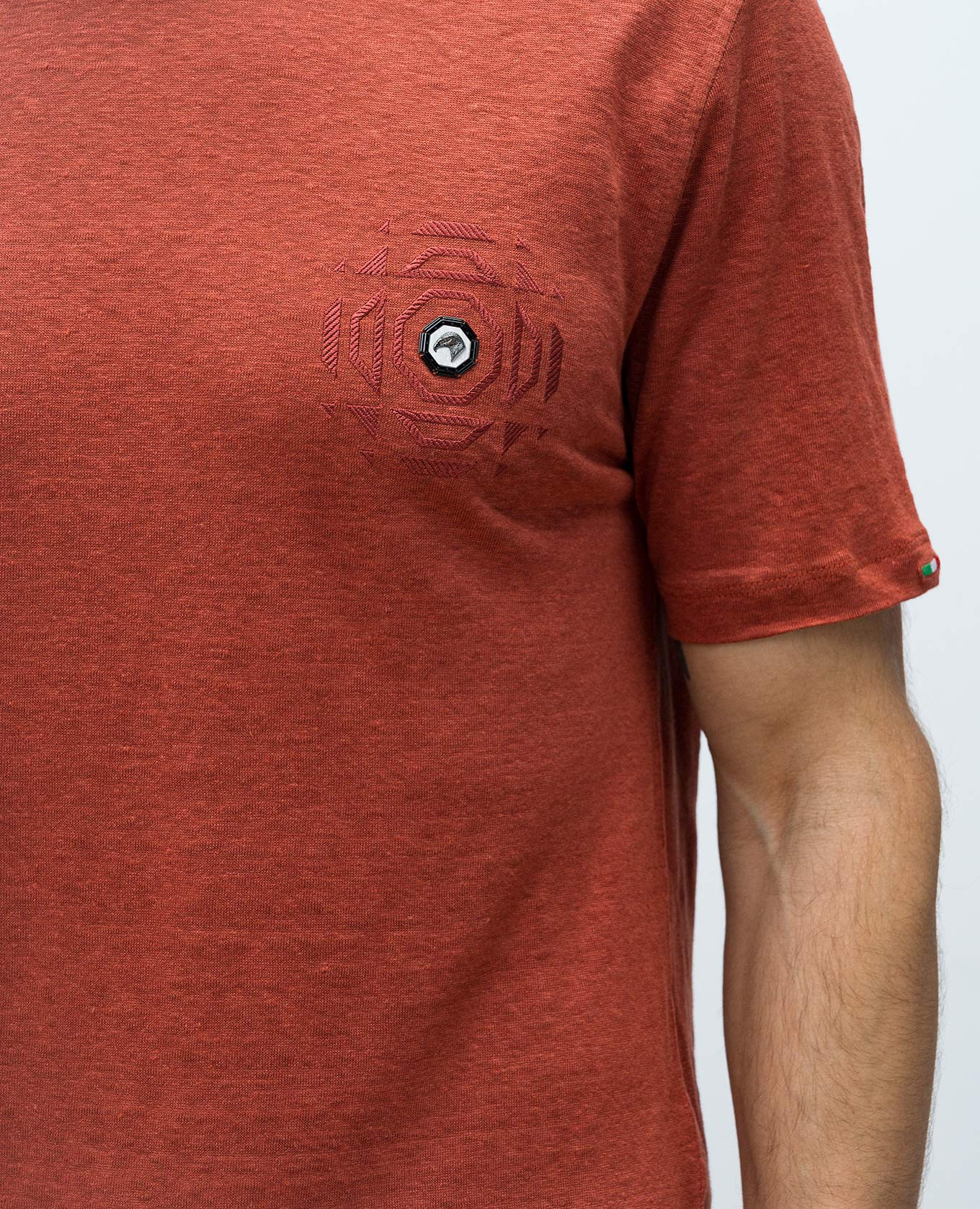 

Orange linen T-shirt with logo emblem Stefano Ricci
