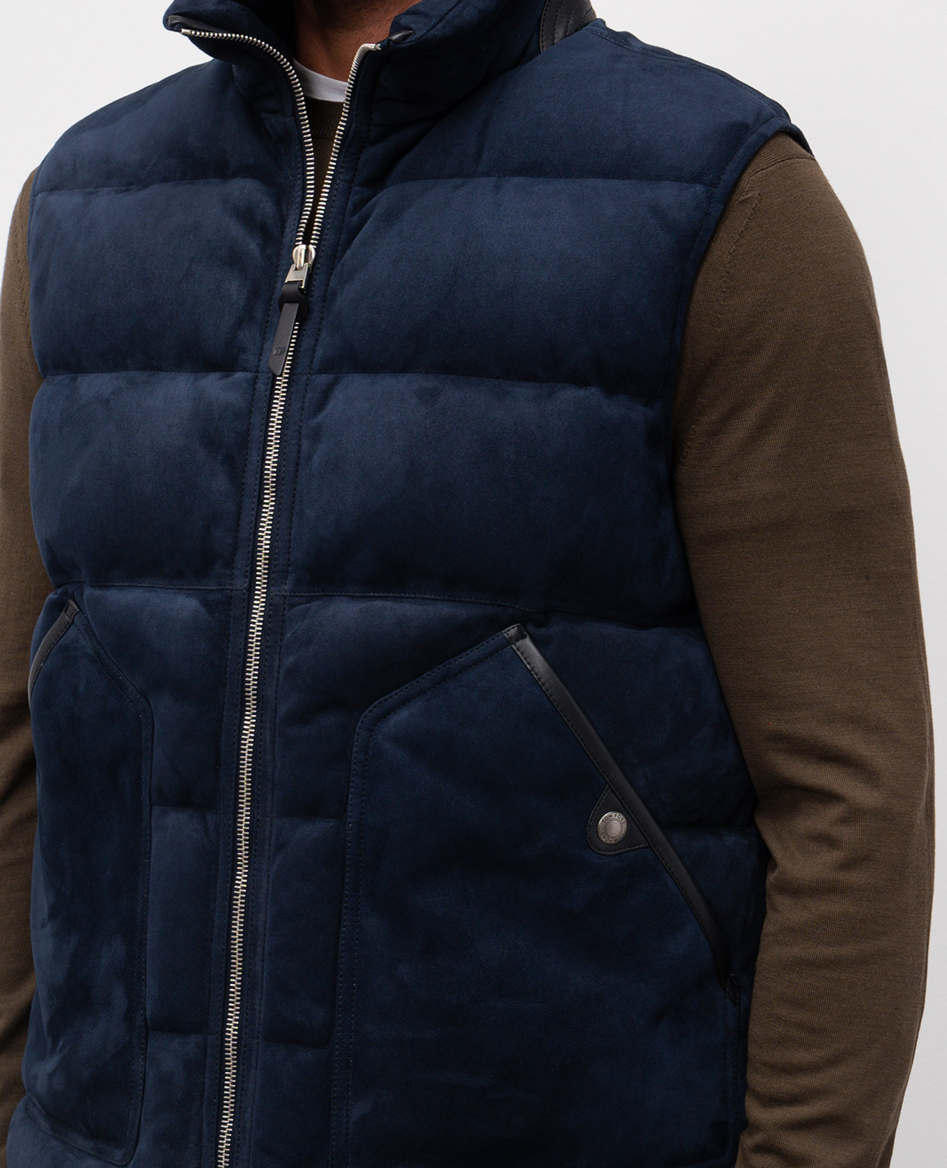 

Blue suede down vest Tom Ford