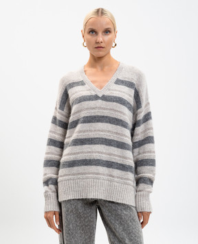 Twinset Gray striped alpaca pullover 252TT3072