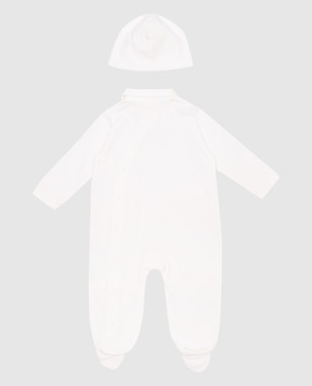 Story Loris Children's white set of jumpsuit, hat and envelope with crystals 31129