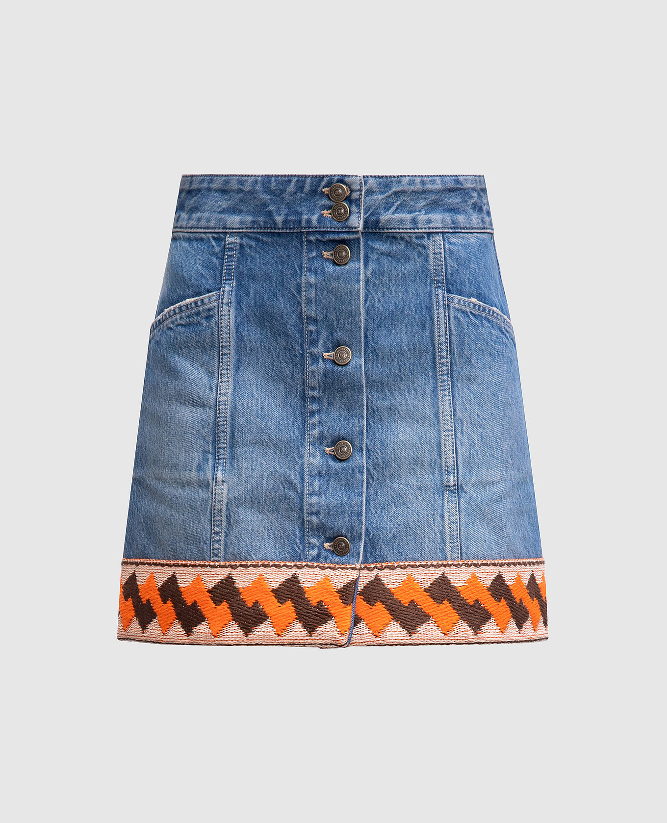 Blue denim mini skirt with pattern Valentino
