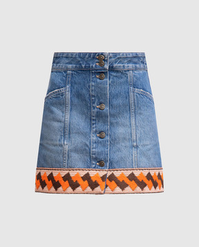 Valentino Blue denim mini skirt with pattern 6B3DD19Z94U
