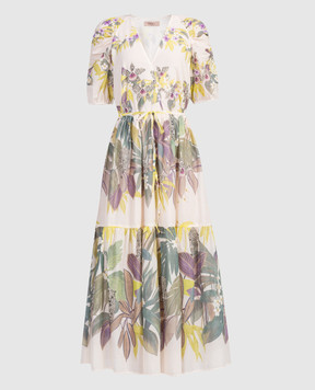 Twinset Beige dress with floral print 241TT2441