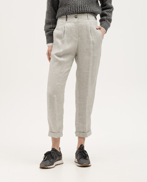 Peserico Gray linen pants P0448702603