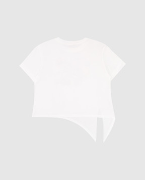 Dolce&Gabbana White T-shirt with a scroll print and a monogram logo patch L5JTOZG7O2A46