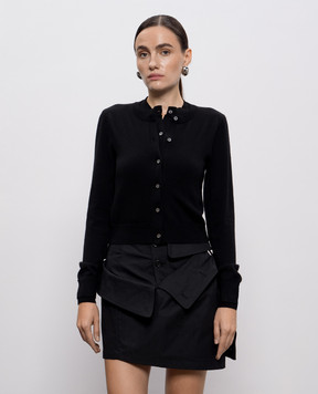 Rokh Black double-layered cardigan made of merino wool R3CA97