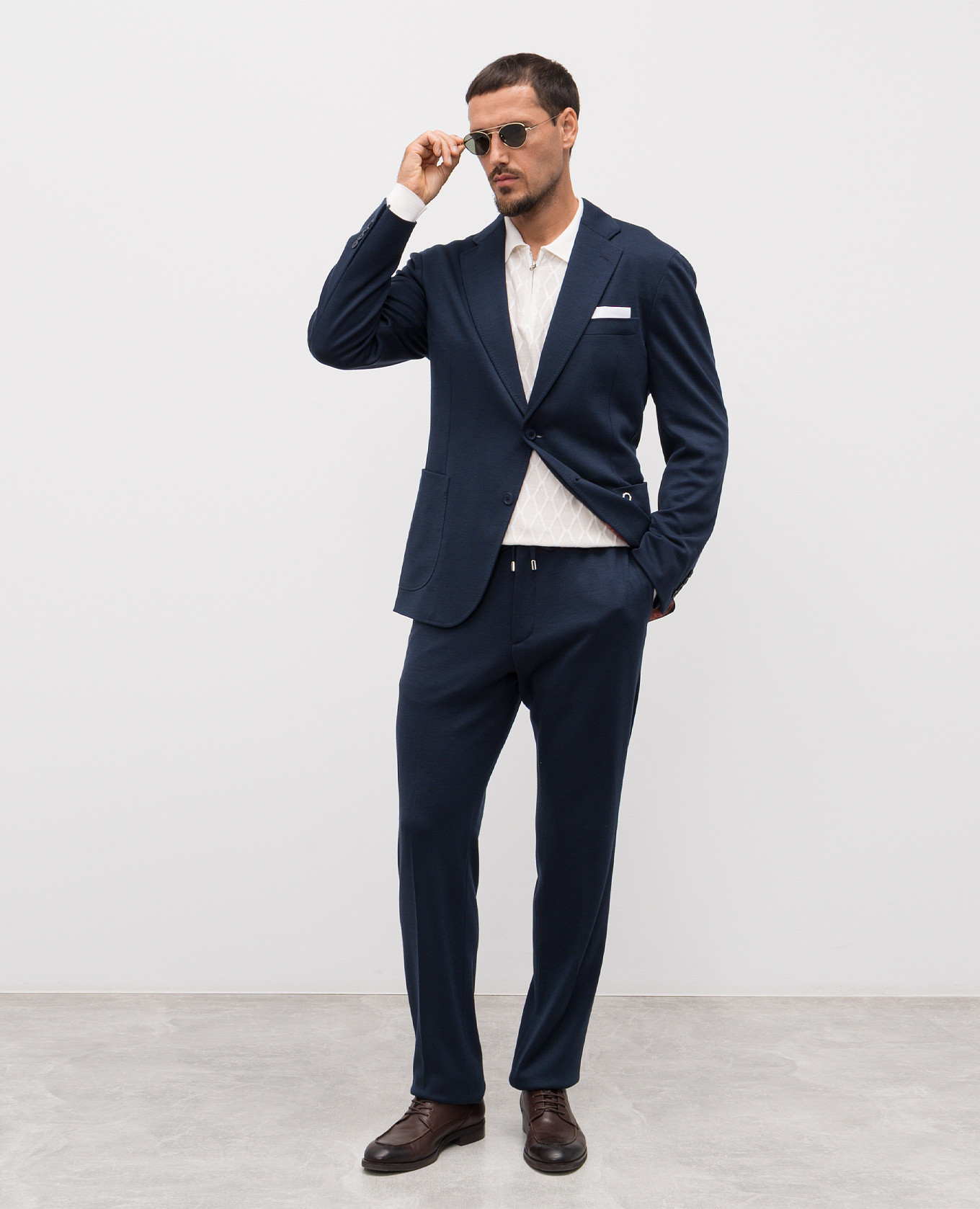 

Beige wool, cashmere and silk polo shirt with geometric pattern Stefano Ricci