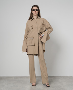 Rokh Brown blouse with pockets R24SF510