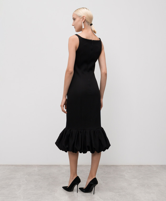 16arlington black dress 16arlington Gioele Black Strapless Feather Trim Midi Dress