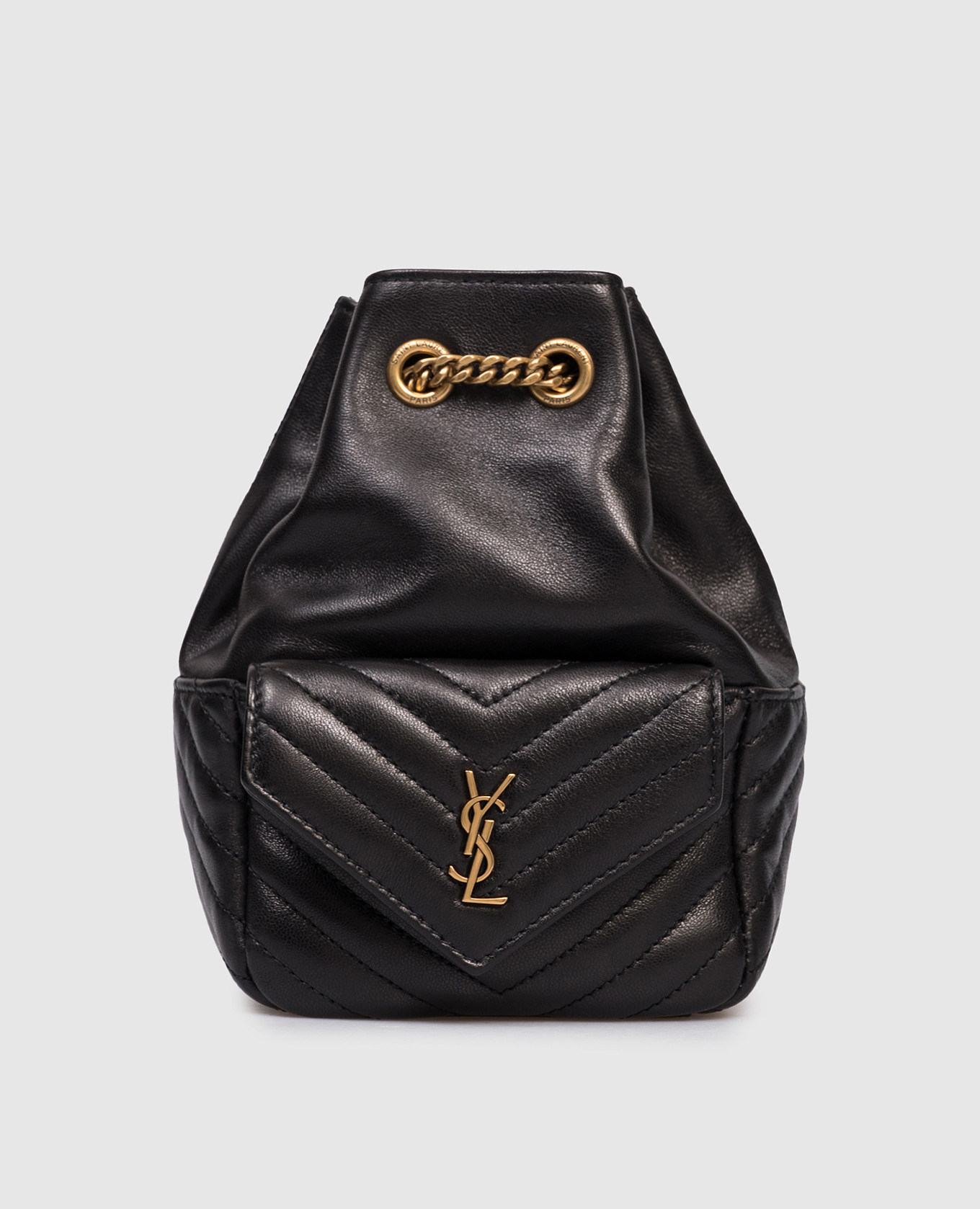 

Black leather pouch bag with logo Saint Laurent