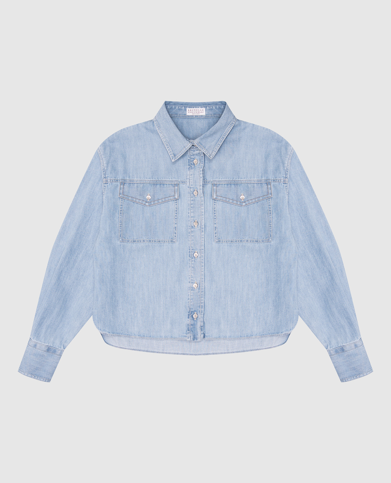 Children&#39;s blue denim shirt Brunello Cucinelli
