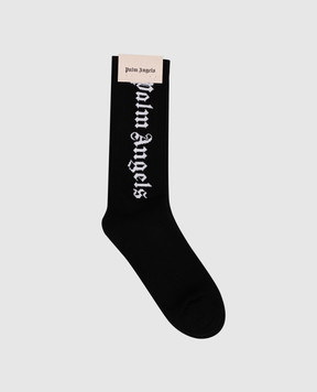 Palm Angels Black socks with logo PMRA001C99FAB002
