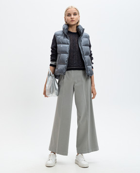 Peserico Gray flared pants with branded patch A04599T302479
