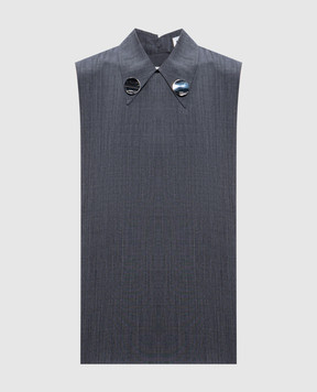 Jil Sander Gray wool top with logo-engraved metal brooches J02NC0233J40171