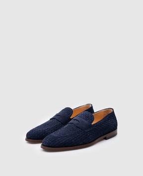 Brunello Cucinelli Blue suede loafers with weaving MPUIHCB799