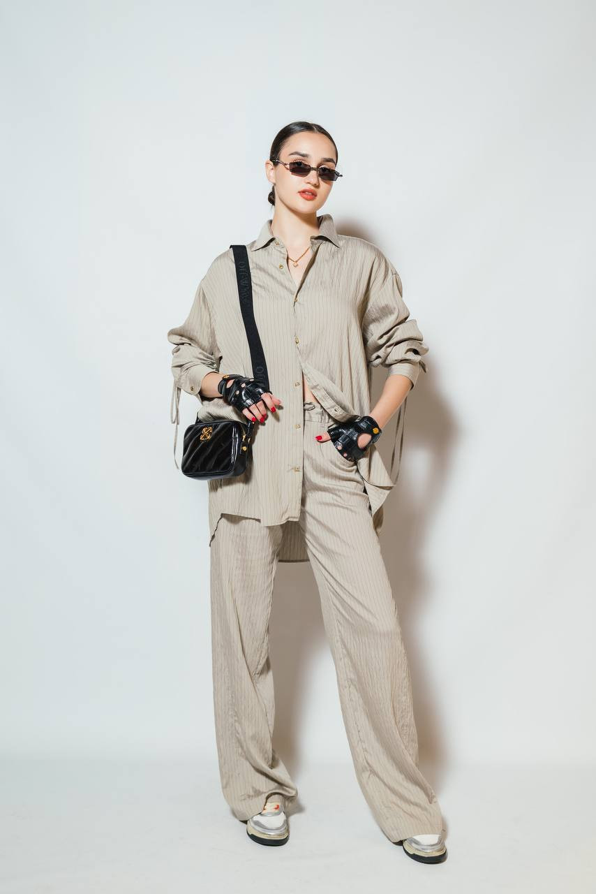 Beige Keanu striped shirt DARKPARK 6