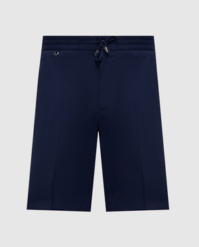 Stefano Ricci Blue wool shorts with logo emblem M1T5100100W501