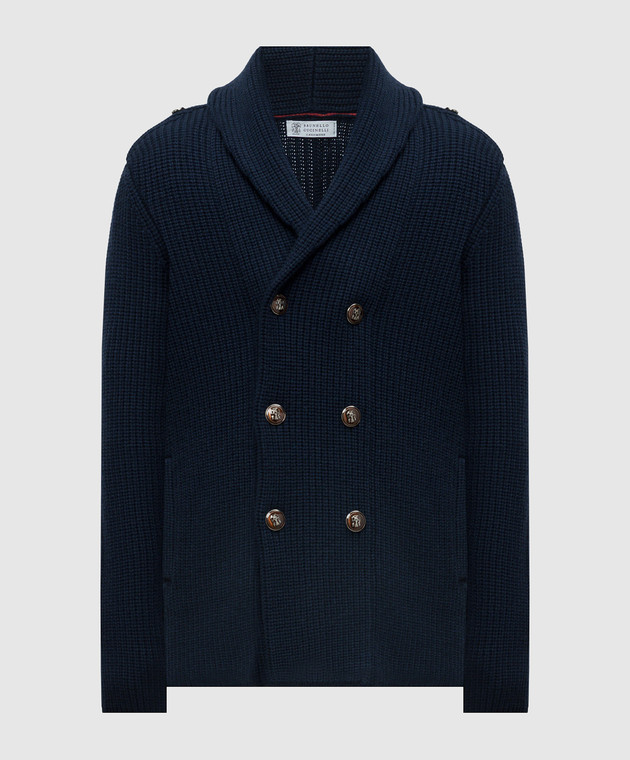 Cardigan Châle Brunello Cucinelli – Bleu Marine – Laine Cachemire Et Soie – Taille IT 52/L – Occasion Parfait état