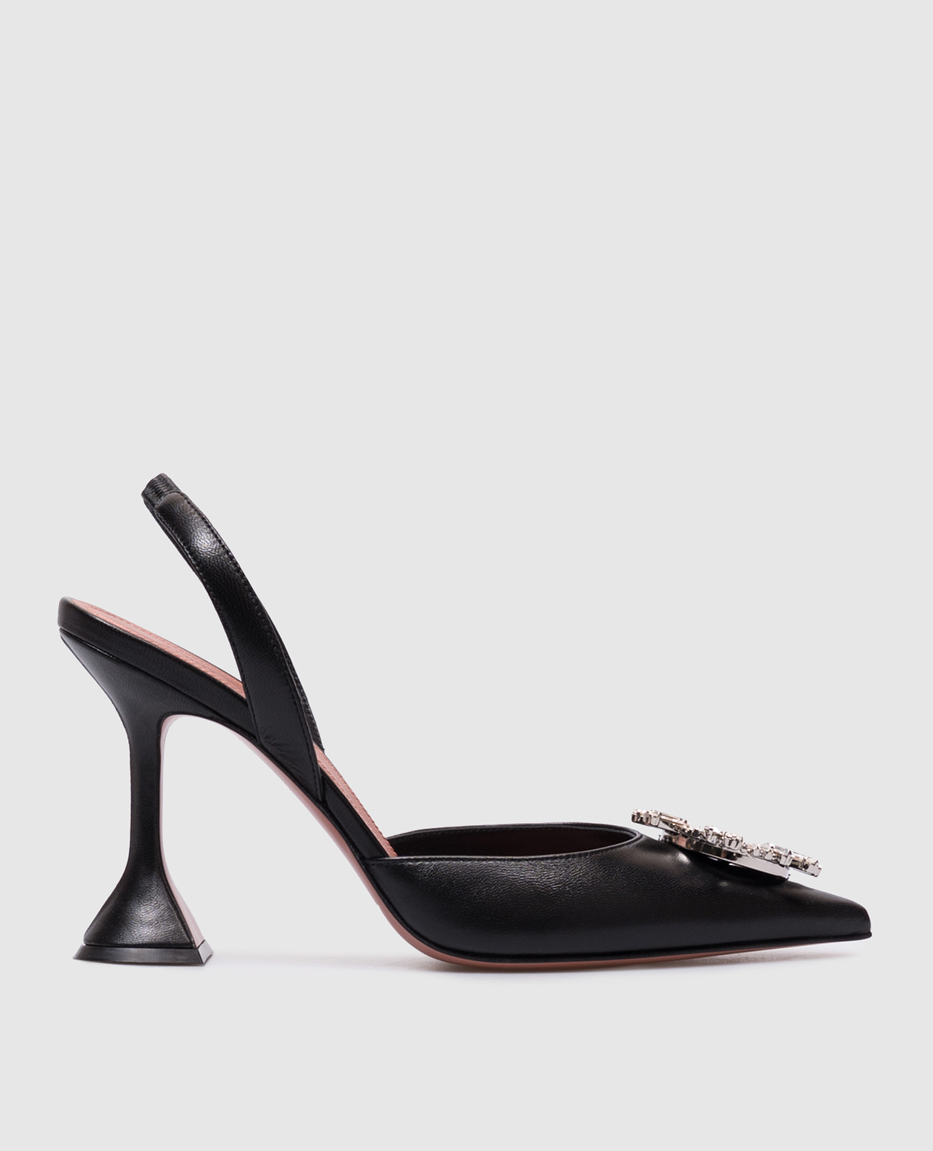 

Begum black leather slingbacks with crystals Amina Muaddi