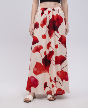 Solotre Beige skirt with contrasting print M1D0102