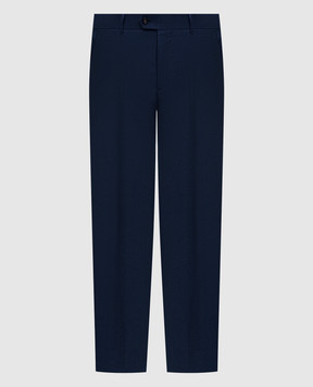 Peserico Blue checked wool, linen and silk trousers R54120N08270