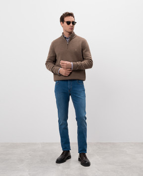 Florentino Blue checked shirt with emblem embroidery 224722420805