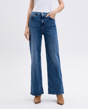 Twinset Blue flared jeans with a distressed effect 252TP2670