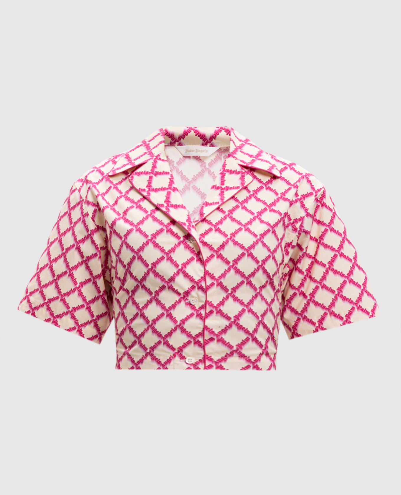 

Beige cropped shirt in Net print with logo Palm Angels, Pink
