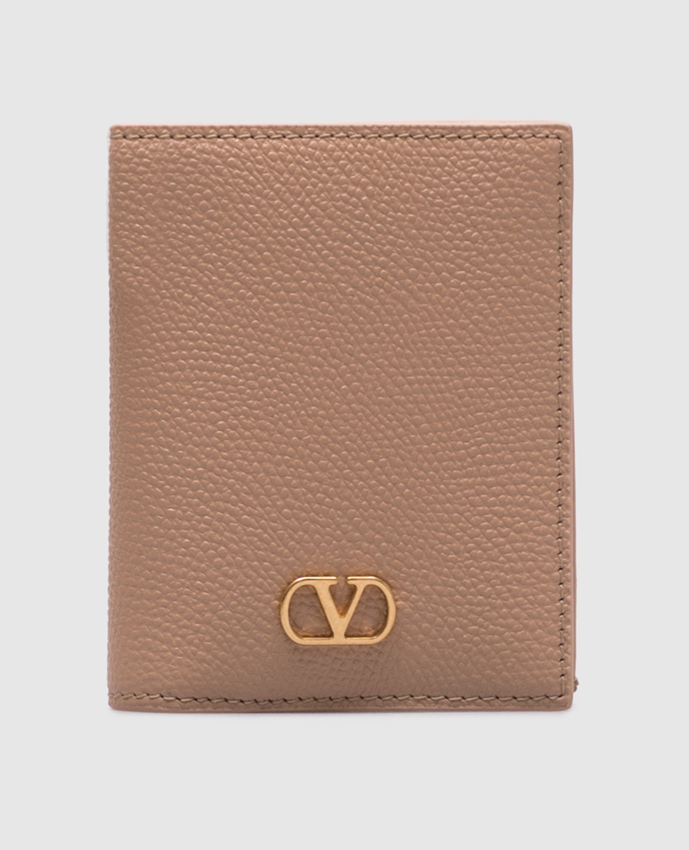

Beige leather wallet with logo Valentino