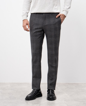 Incotex Gray checked wool and cashmere trousers 1T003540934
