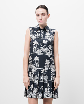 Max Mara DIONNE blue printed silk dress DIONNE