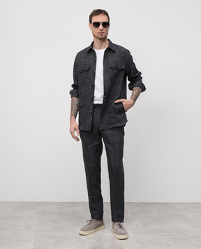ISAIA Gray linen, wool and silk shirt OSHIC196520